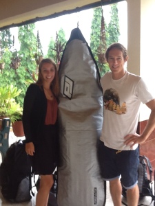 Verena and Florian with the first surf board at FVI!