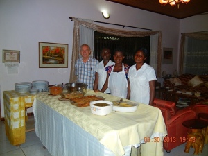 Chris with Charity's girls (l to r) Gloria, May and Adjara
